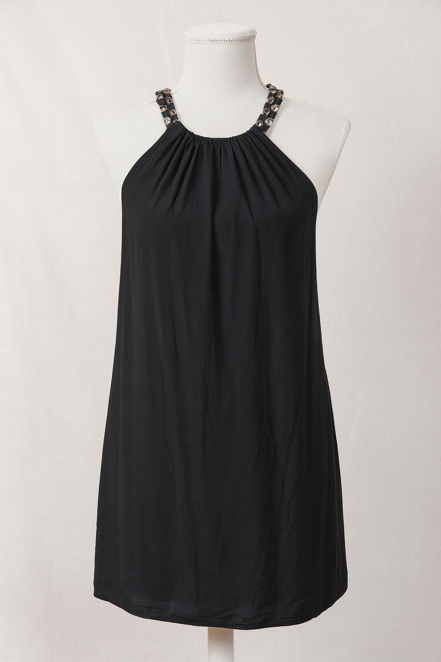 Michael Kors S Black Halter Viscose Dress Evening Chic Minimalist Y2K Revival